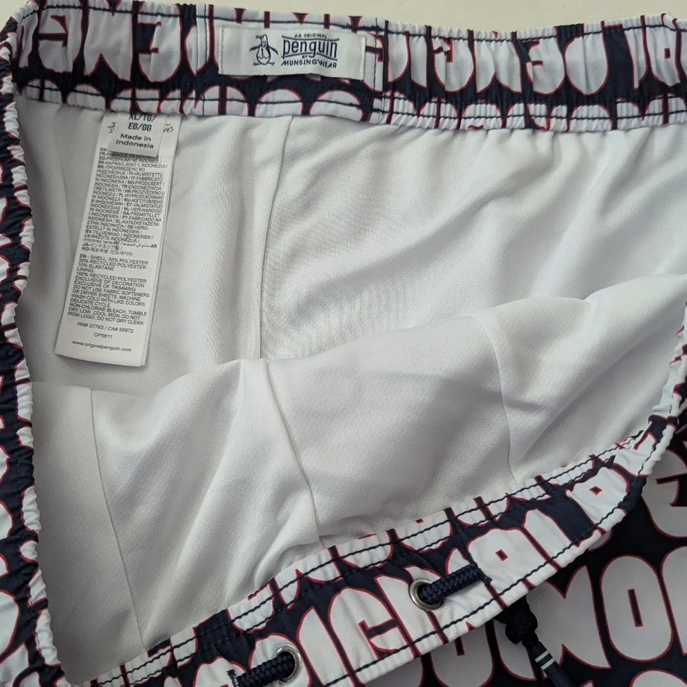 ORIGINAL PENGUIN All Over Print Volley Swim Trunk Dark Sapphire Size XL NWT